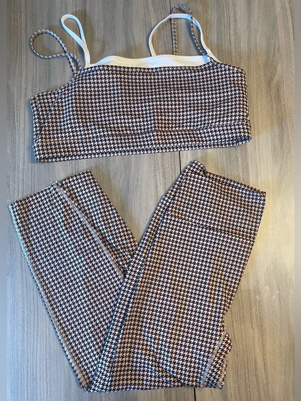 YPB studioFLEX 2-Piece Workout Set - Brown Houndstooth (Large)